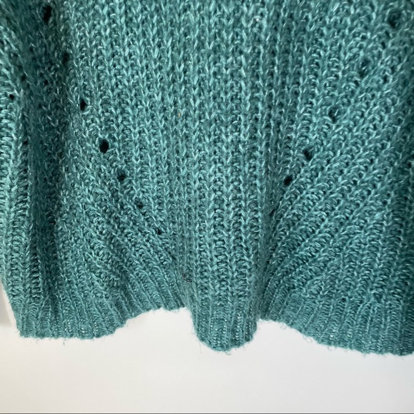 American Eagle Teal Crewneck Pointelle Knit Sweater Size small - Picture 3 of 7